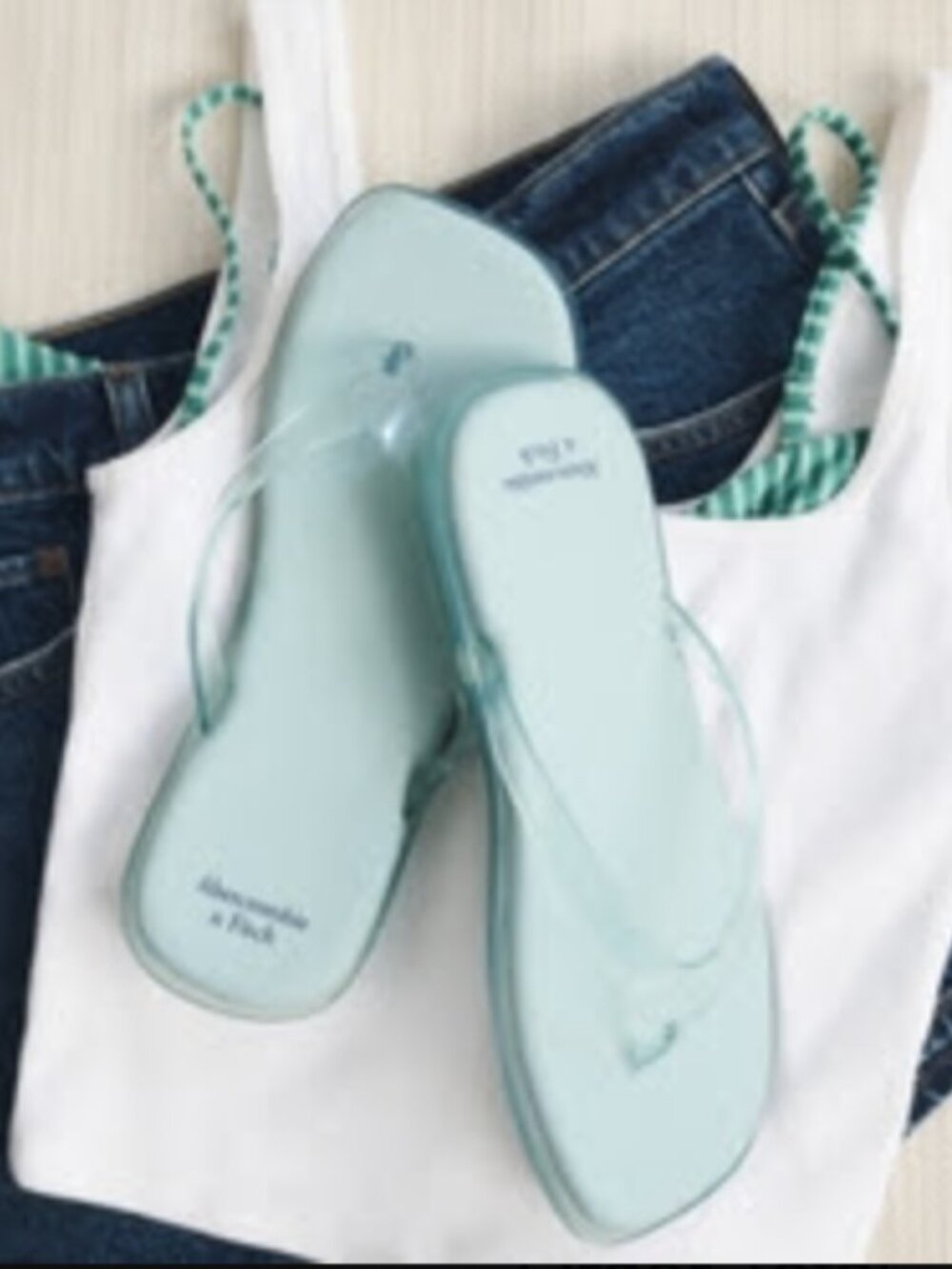 Jelly Flip-Flop Sandals Teal Abercrombie & Fitch Size Small 7-8